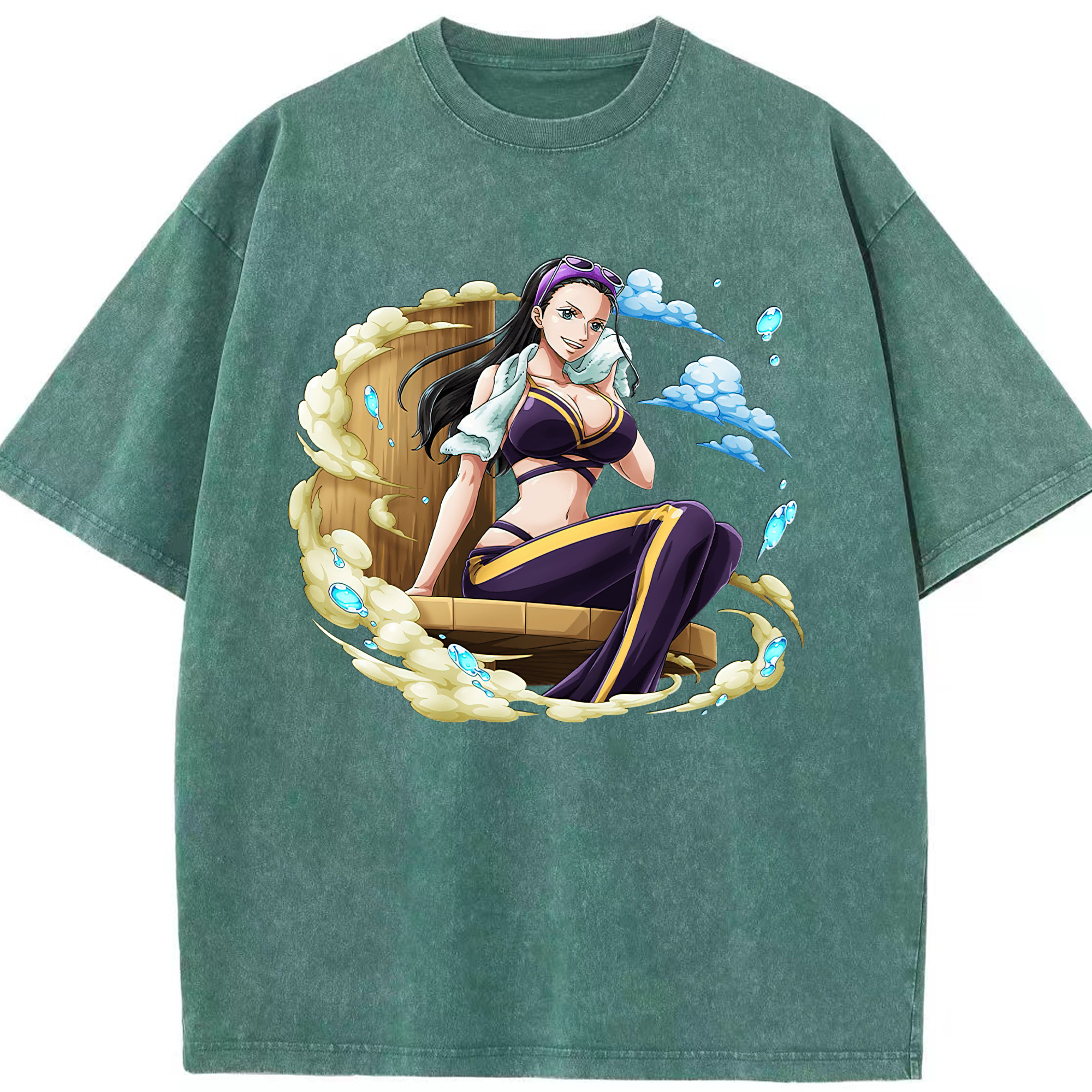 ワンピース ニコ・ロビン ONE PIECE Nico Robin 綿100% ヴィンテージ風 半袖Tシャツ（フロントプリント）